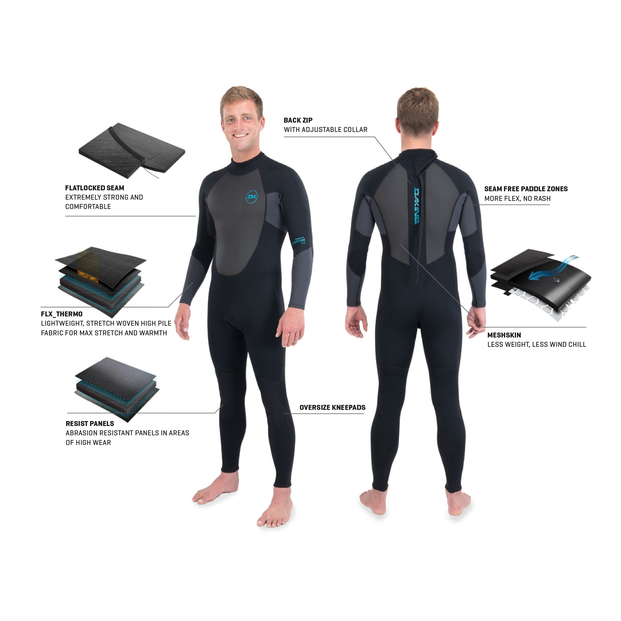 Dakine 2022 Mens QUANTUM Back Zip 3/2mm F/L