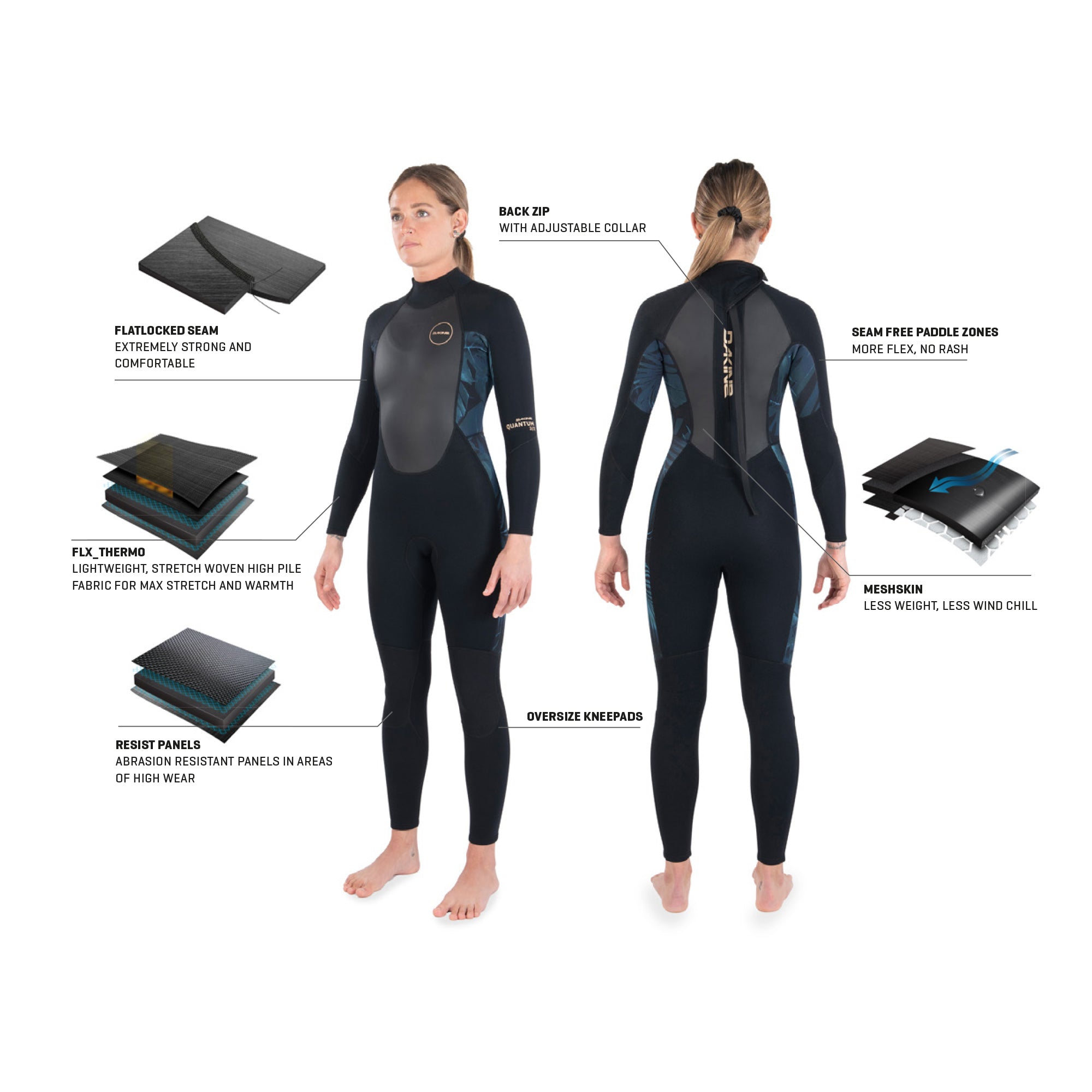 Dakine 2022 Womens QUANTUM Back Zip F/L 3/2mm