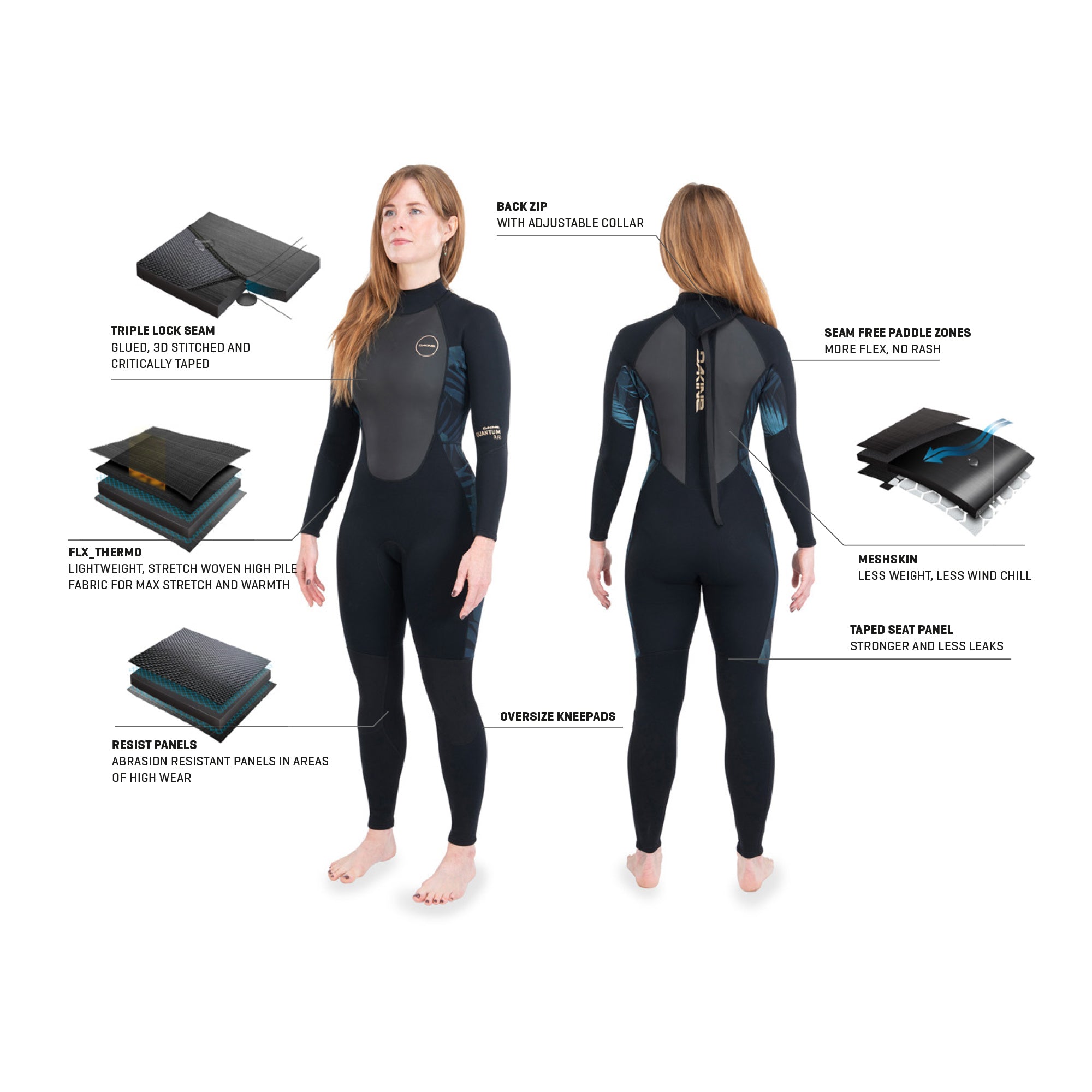 Dakine 2022 Womens QUANTUM Back Zip 5/4mm