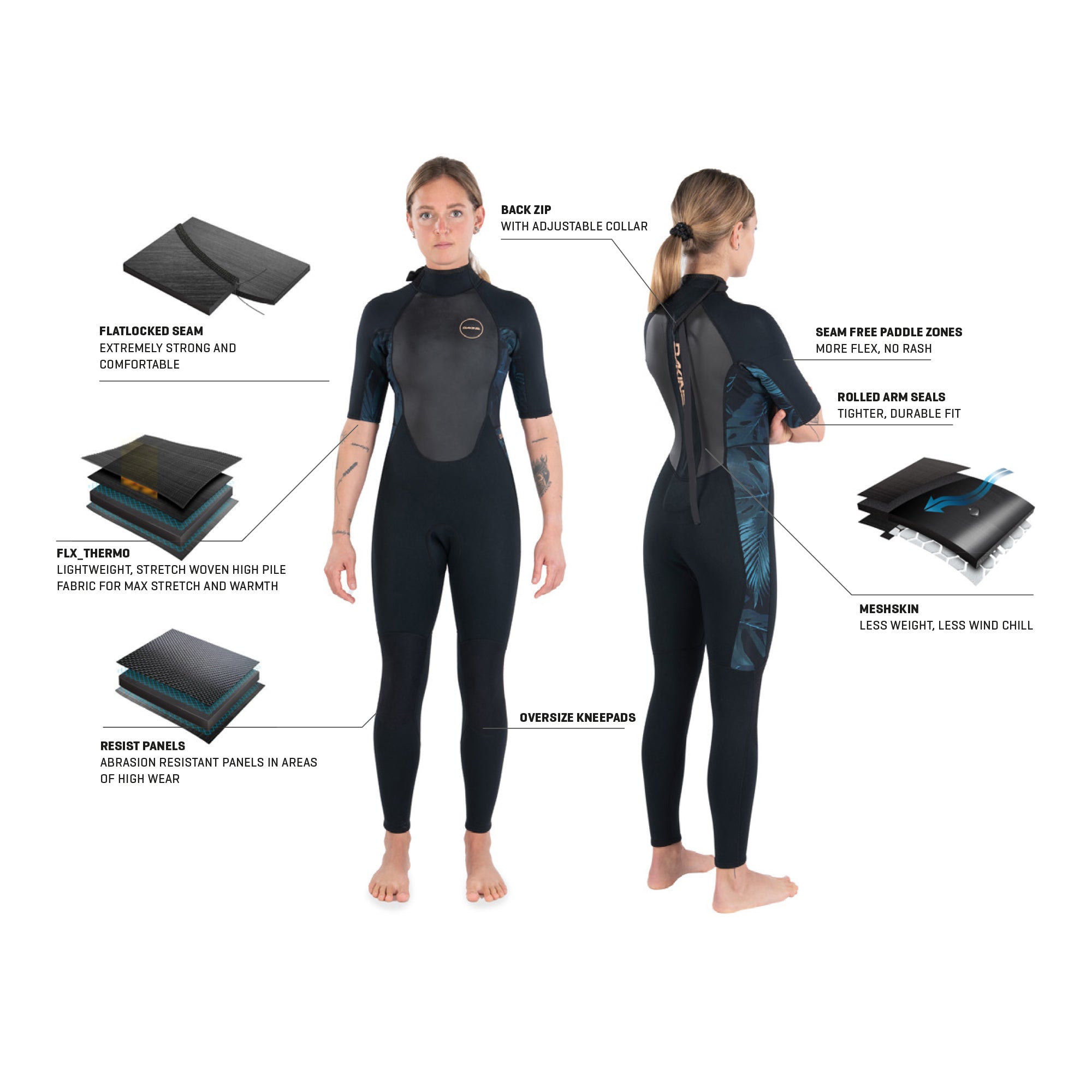 Dakine 2022 Womens QUANTUM Back Zip Short Sleeve Full 2/2mm