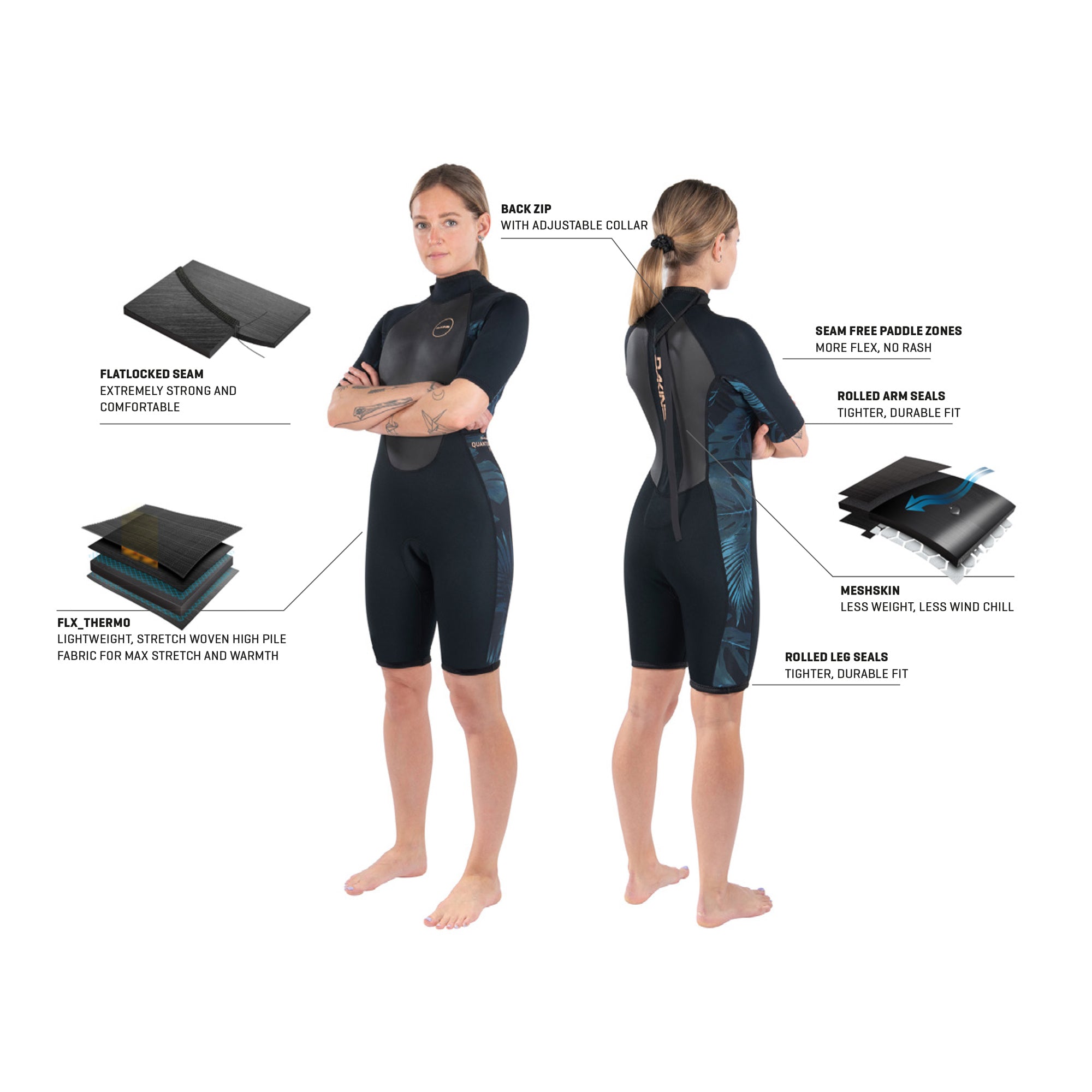 Dakine 2022 Womens QUANTUM Back Zip Shorty 2/2mm