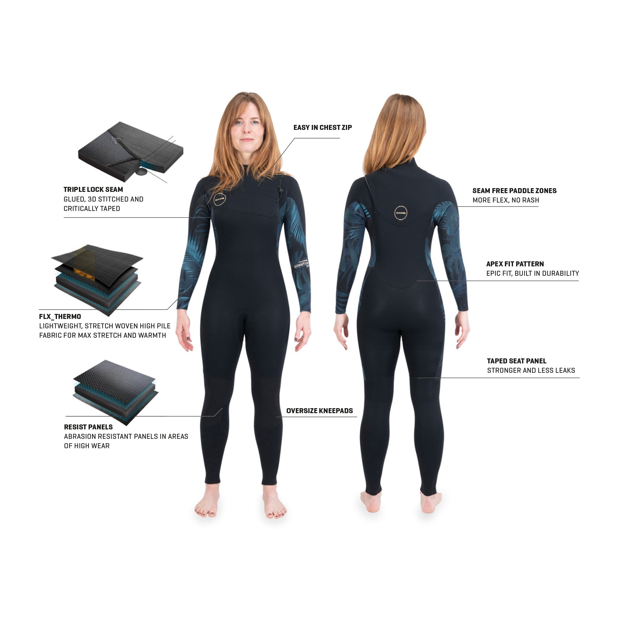 Dakine 2022 Womens QUANTUM Chest Zip 5/4/3 mm